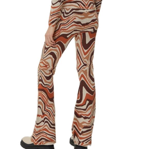 Nasty Gal Wave Print Knitted Flared Pants New Size Large - Picture 2 of 2